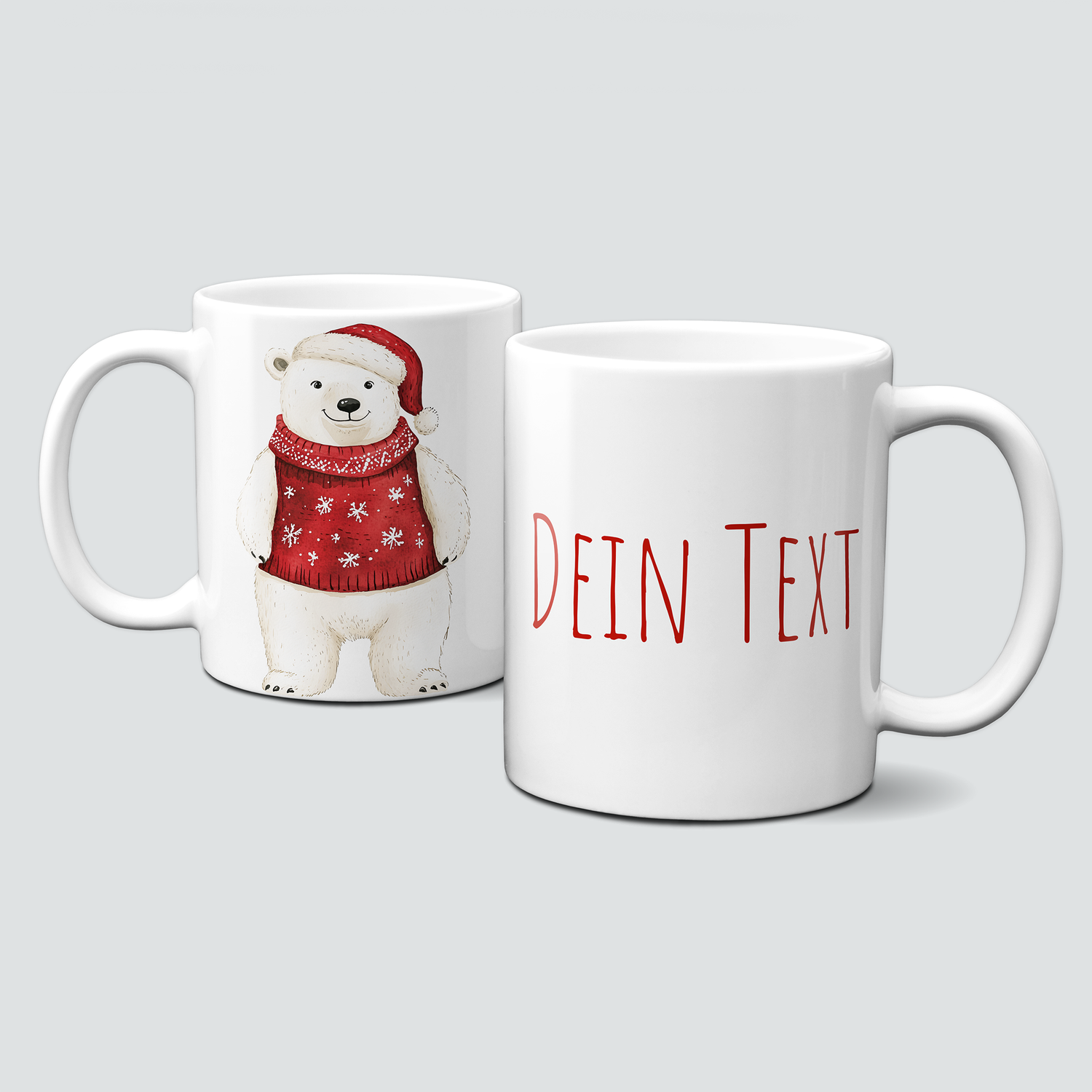 oh-cuptastic Tasse,  Weihnachten-Eisbär-Mütze &amp; Pullover-Tiermotiv-Personalisierbar