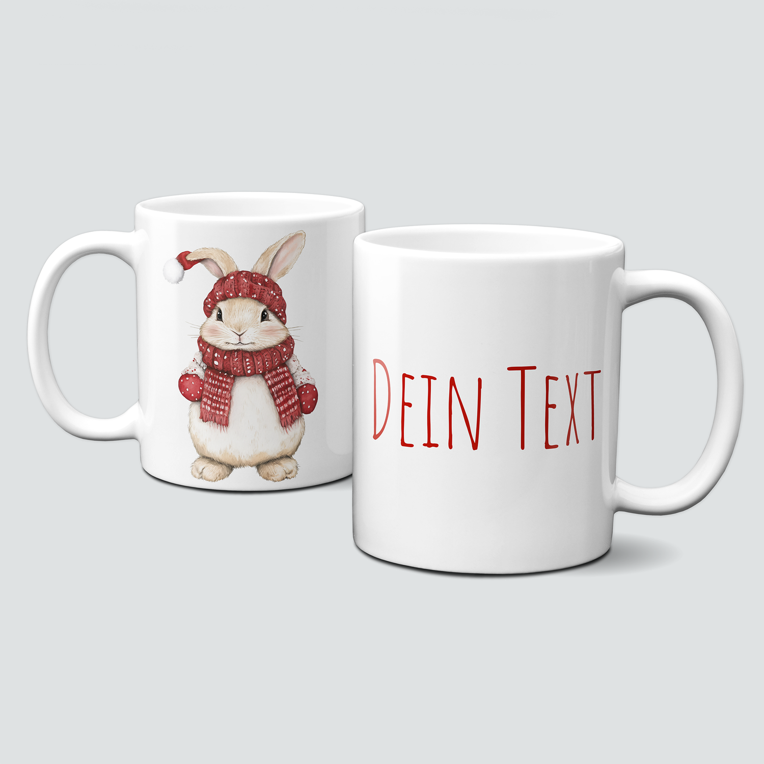 oh-cuptastic Tasse, Weihnachten-Hase-MĂŒtze & Handschuhe-Tiermotiv-Personalisierbar oh-cuptastic Tasse, Weihnachten-Hase-MĂŒtze & Handschuhe-Tiermotiv-Personalisierbar