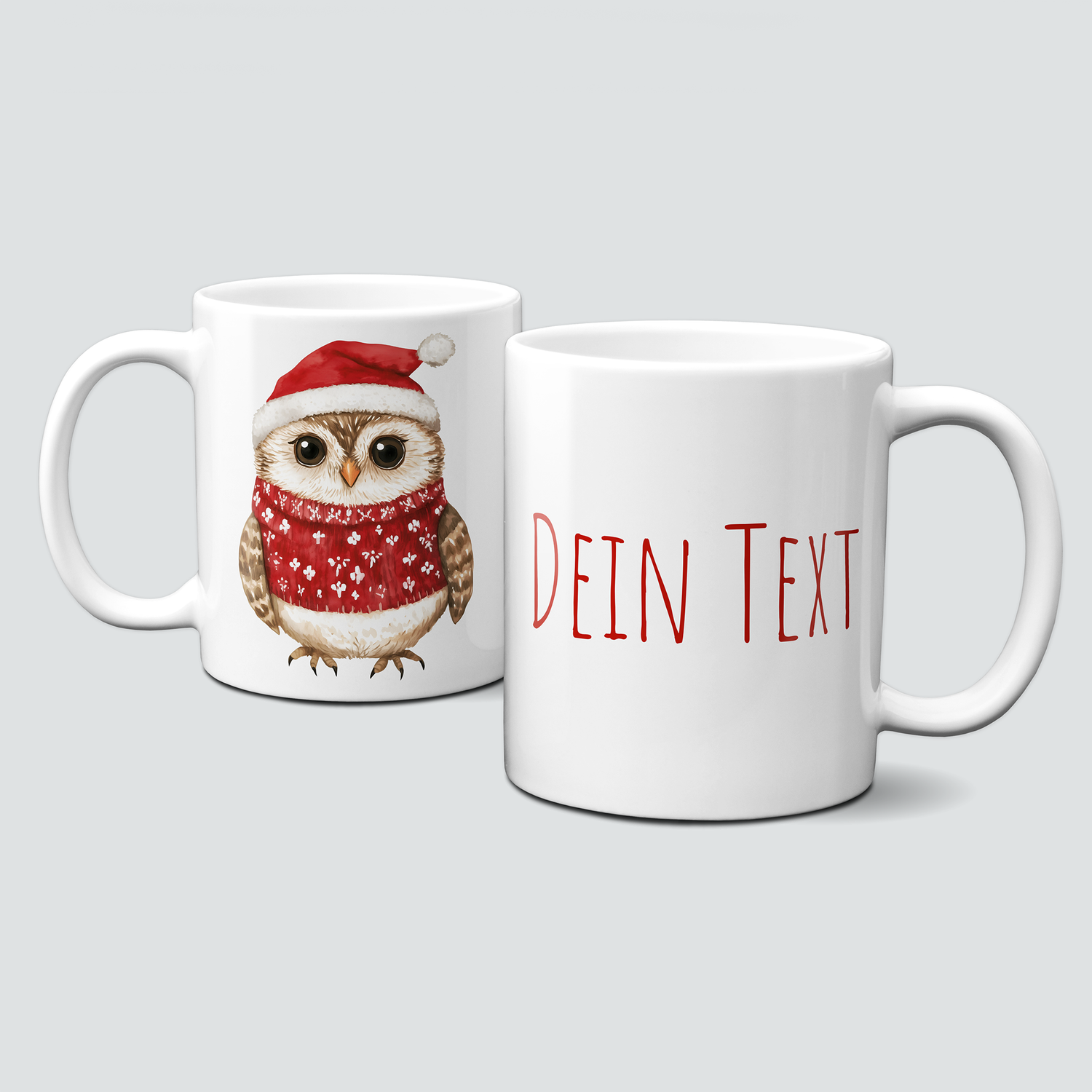 oh-cuptastic Tasse,  Weihnachten-Eule-Mütze &amp;Pullover-Tiermotiv-Personalsierbar