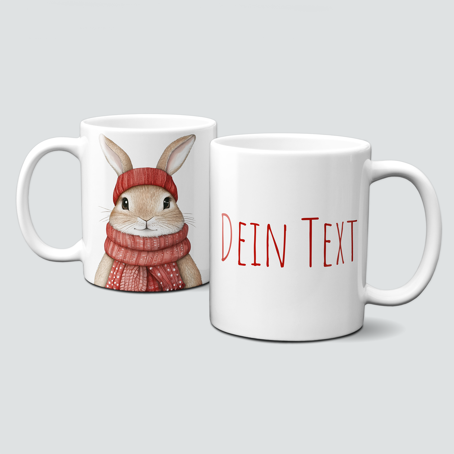 oh-cuptastic Tasse,  Weihnachten-Hase-Mütze &amp;Pullover-Tiermotiv-Personalsierbar