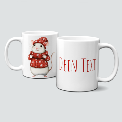 oh-cuptastic Tasse, Weihnachten-Maus-MĂŒtze-Pullover-Tiermotiv-Personalsierbar oh-cuptastic Tasse, Weihnachten-Maus-MĂŒtze-Pullover-Tiermotiv-Personalsierbar