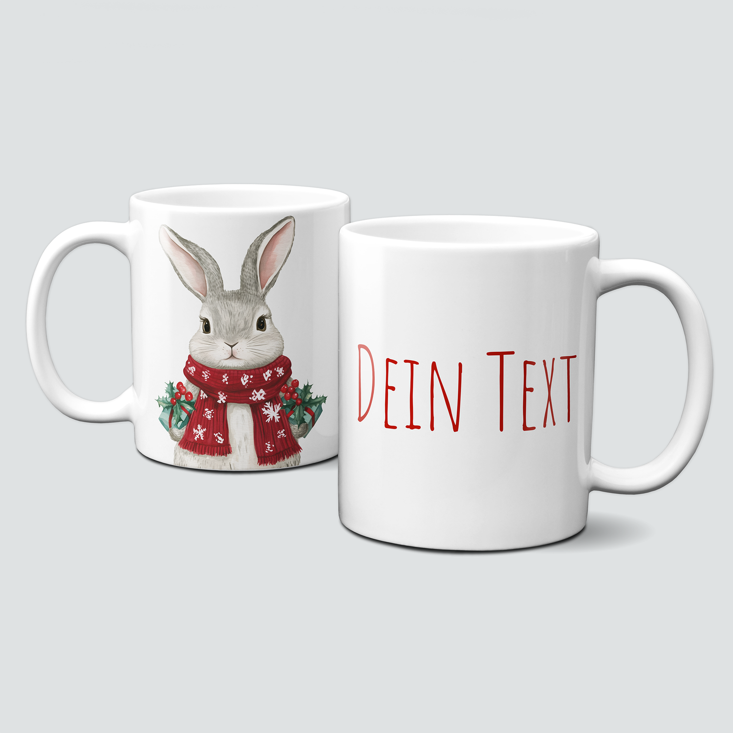 oh-cuptastic Tasse, Weihnachten-Hase-Schal-Tiermotiv-Personalsierbar oh-cuptastic Tasse, Weihnachten-Hase-Schal-Tiermotiv-Personalsierbar