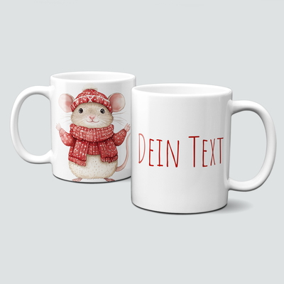 oh-cuptastic Tasse, Weihnachten-Maus-MĂŒtze-Schal-Tiermotiv-Personalsierbar oh-cuptastic Tasse, Weihnachten-Maus-MĂŒtze-Schal-Tiermotiv-Personalsierbar