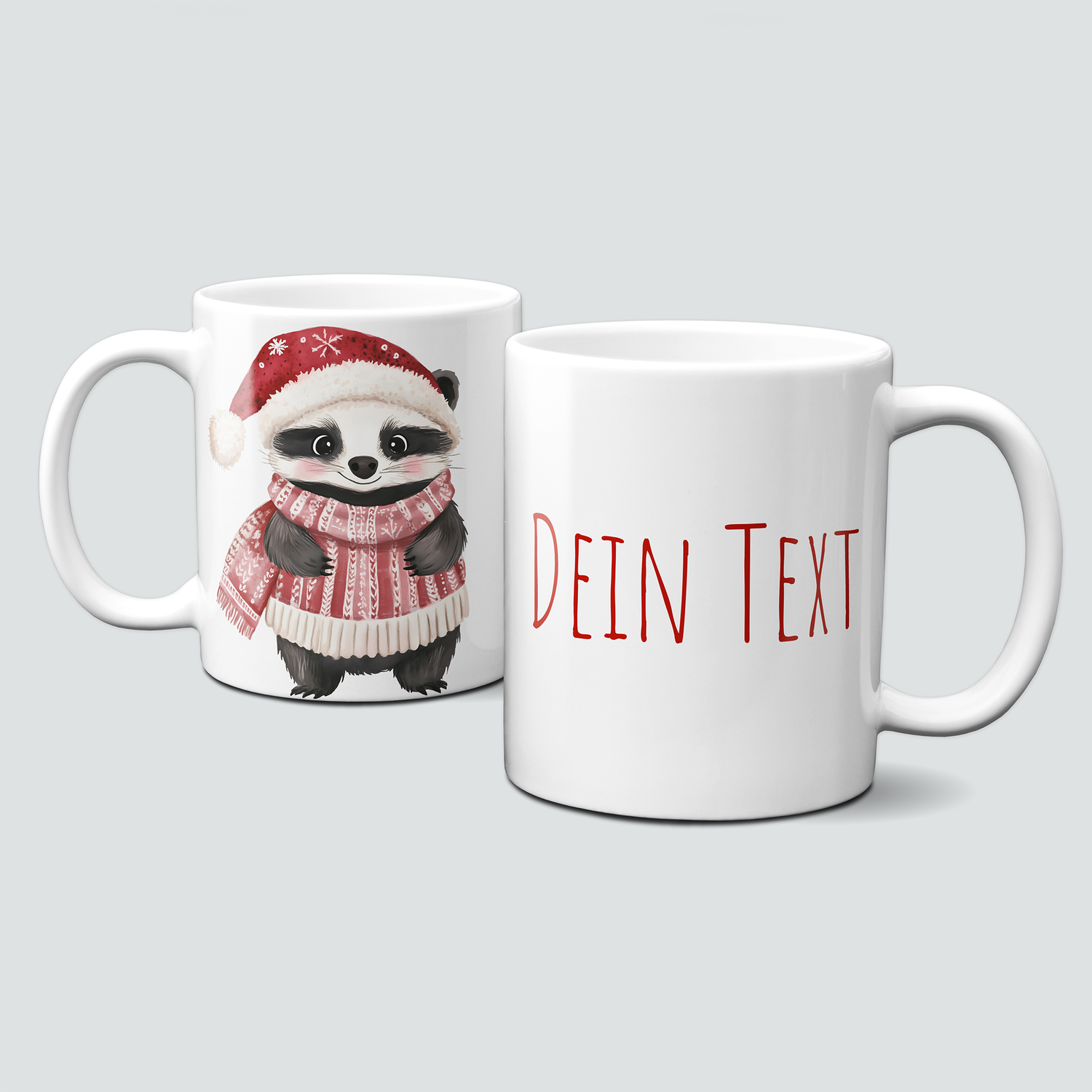 oh-cuptastic Tasse,  Weihnachten-Panda-Pullover-Schal-Tiermotiv-Personalsierbar