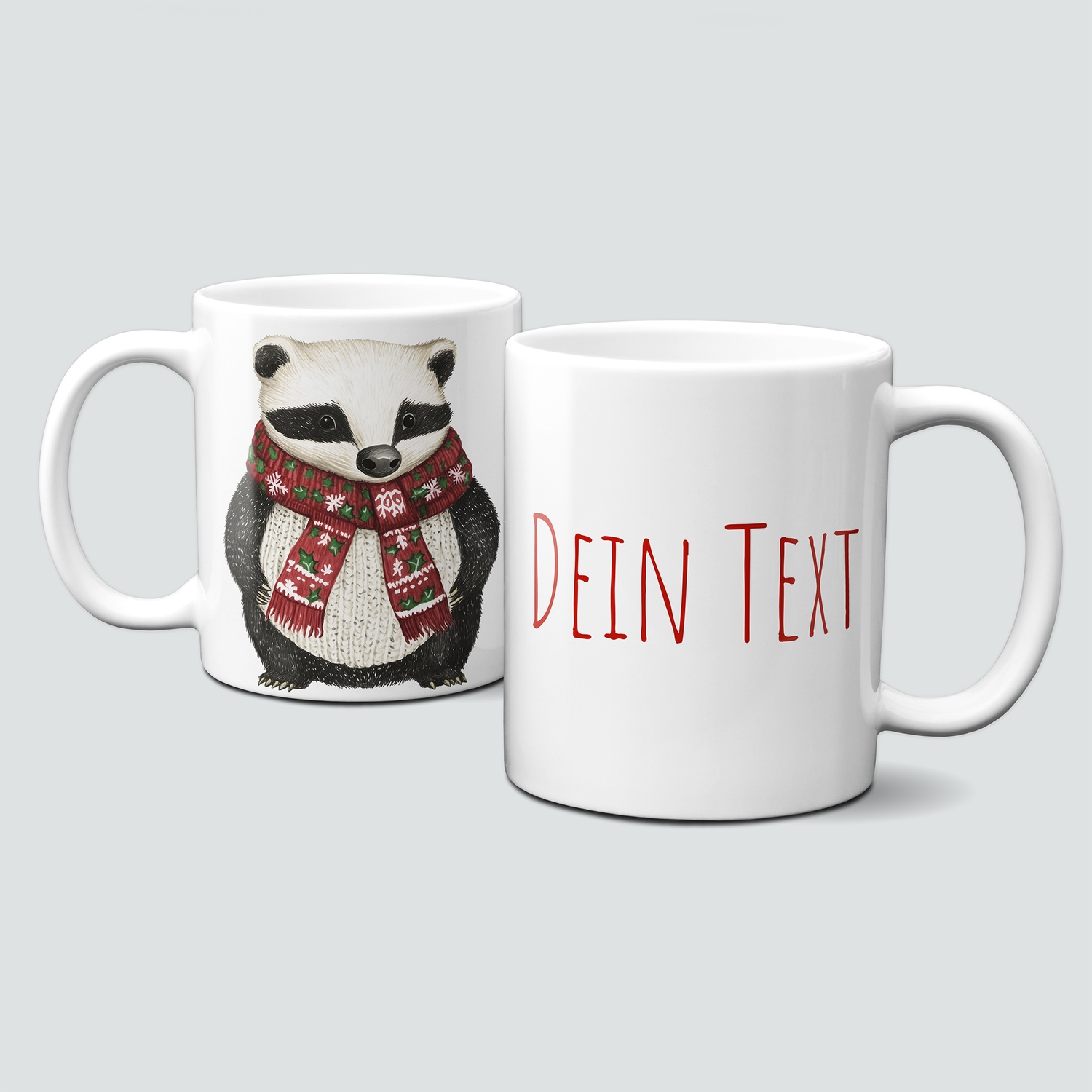 oh-cuptastic Tasse, Weihnachten-Dachs-MĂŒtze-Schal-Tiermotiv-Personalsierbar oh-cuptastic Tasse, Weihnachten-Dachs-MĂŒtze-Schal-Tiermotiv-Personalsierbar