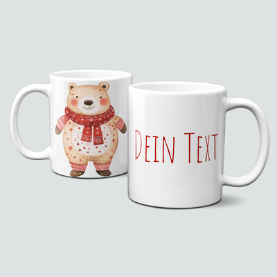 oh-cuptastic Tasse,  Weihnachten-Teddybär-Mütze-Schal-Tiermotiv-Personalsierbar