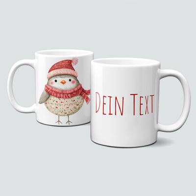 oh-cuptastic Tasse,  Weihnachten-Vogel-Mütze-Pullover-Tiermotiv-Personalsierbar