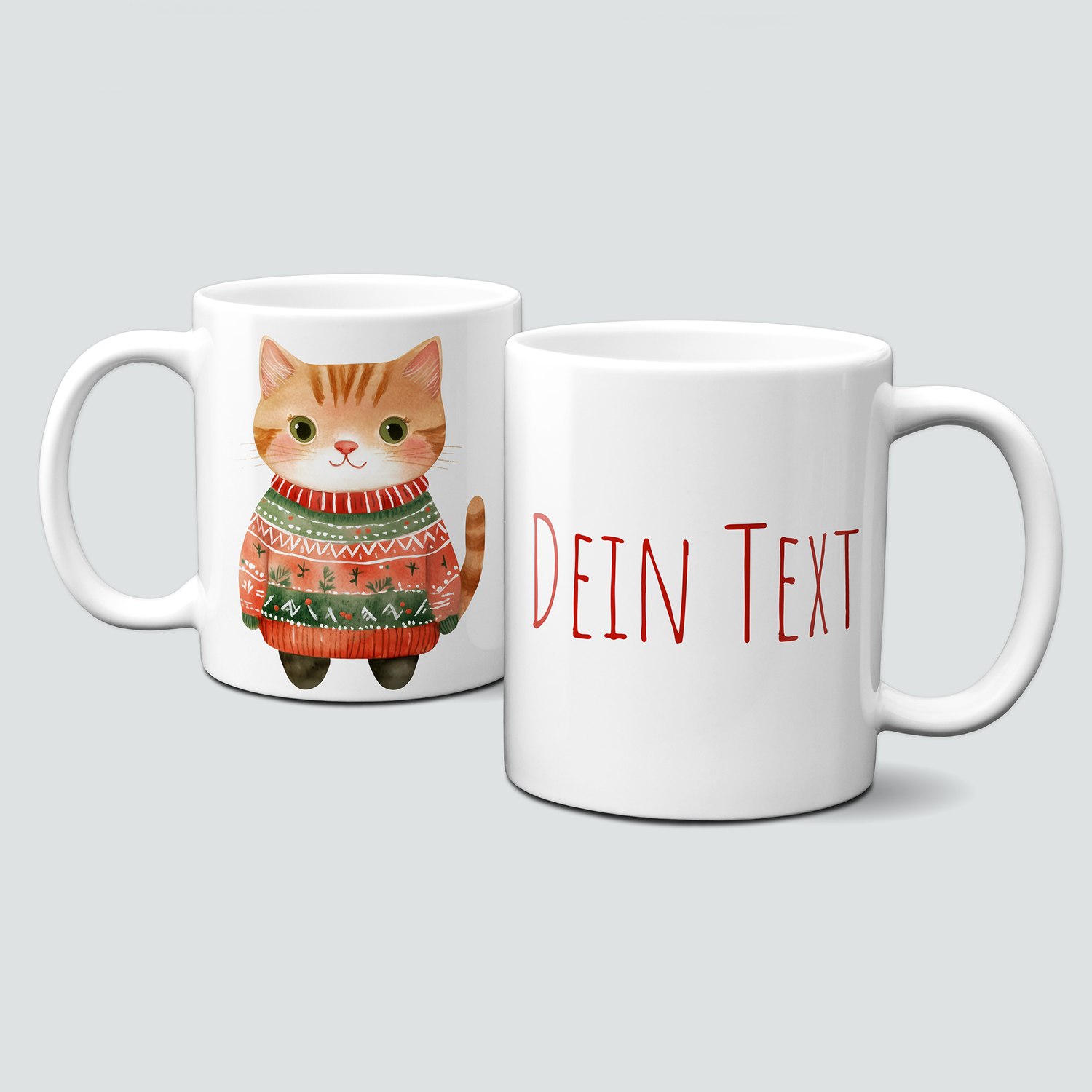 oh-cuptastic Tasse, Weihnachten-Katze-Pullover-Tiermotiv-Personalsierbar oh-cuptastic Tasse, Weihnachten-Katze-Pullover-Tiermotiv-Personalsierbar