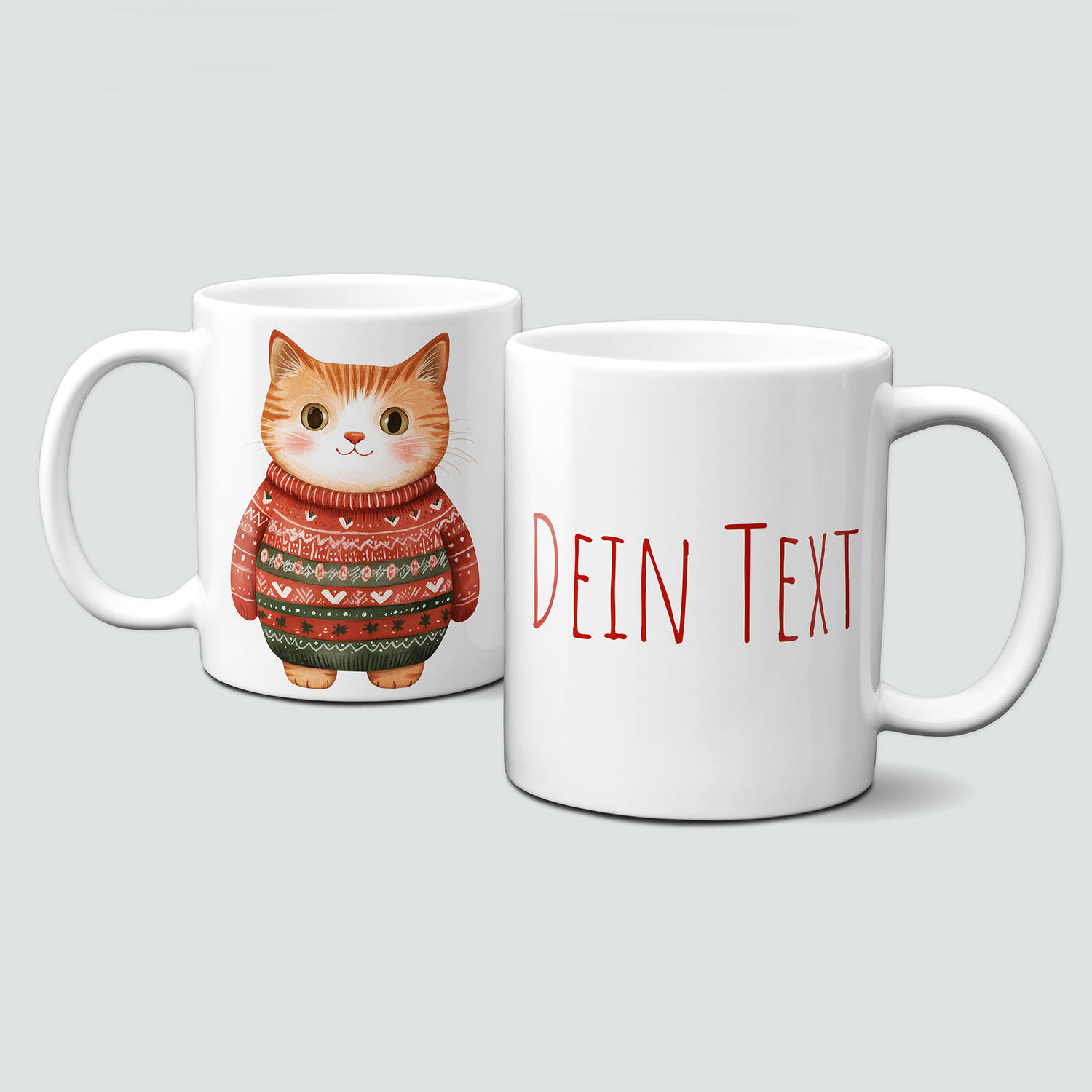 oh-cuptastic Tasse,  Weihnachten-Katze-Pullover-Tiermotiv-Personalsierbar