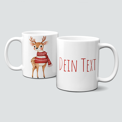oh-cuptastic Tasse, Weihnachten-Reh-Schal-Tiermotiv-Personalsierbar oh-cuptastic Tasse, Weihnachten-Reh-Schal-Tiermotiv-Personalsierbar