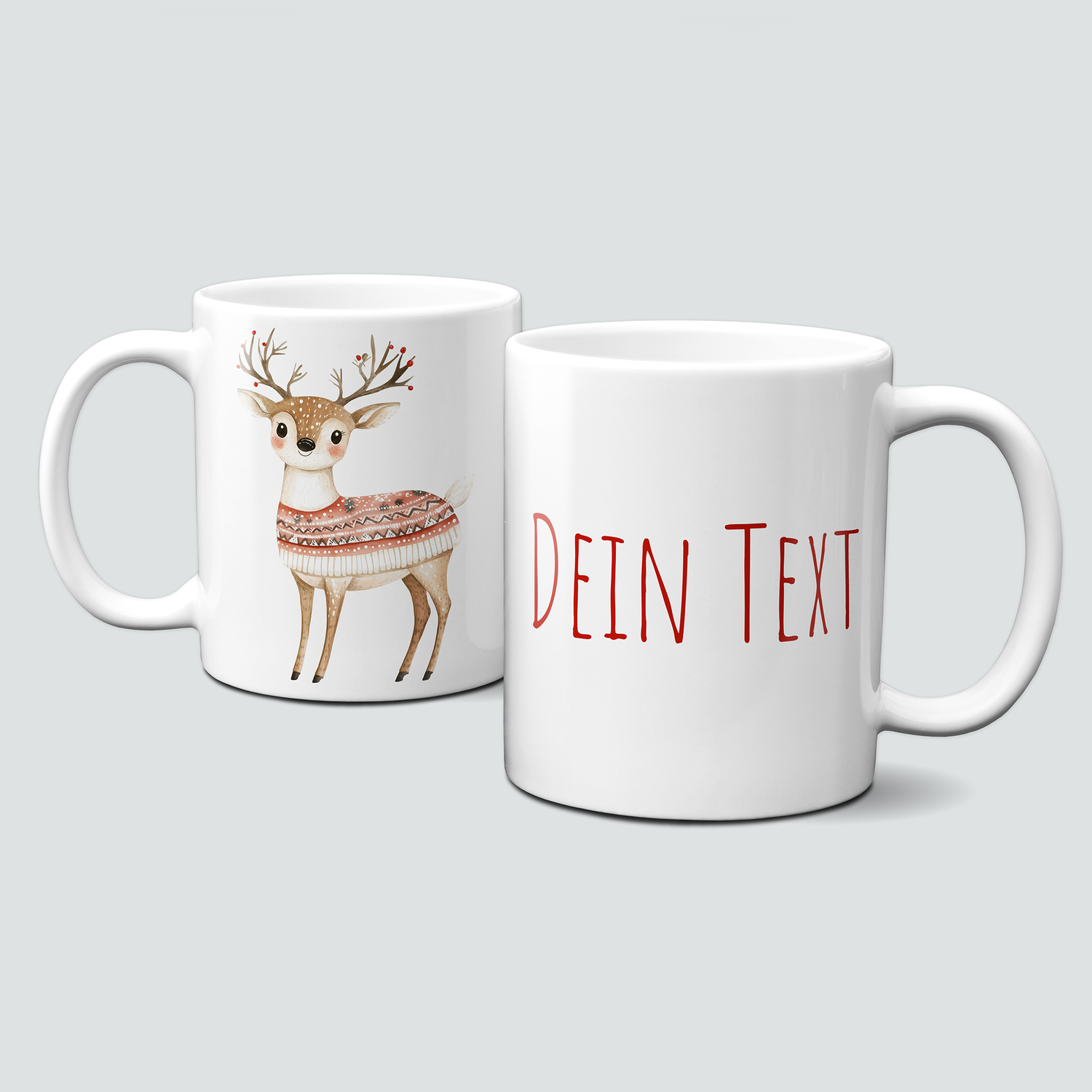 oh-cuptastic Tasse, Weihnachten-Reh-Decke-Geweih-Tiermotiv-Personalsierbar oh-cuptastic Tasse, Weihnachten-Reh-Decke-Geweih-Tiermotiv-Personalsierbar