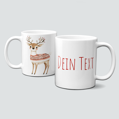 oh-cuptastic Tasse, Weihnachten-Reh-Decke-Geweih-Tiermotiv-Personalsierbar oh-cuptastic Tasse, Weihnachten-Reh-Decke-Geweih-Tiermotiv-Personalsierbar
