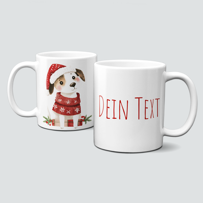 oh-cuptastic Tasse,  Weihnachten-Hund-Pullover-Weihnachtsmütze-Tiermotiv-Personalsierbar