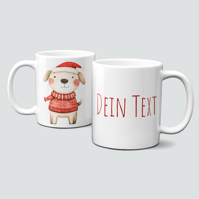 oh-cuptastic Tasse, Weihnachten-Hund-Pullover-Mütze-Tiermotiv-Personalsierbar oh-cuptastic Tasse, Weihnachten-Hund-Pullover-Mütze-Tiermotiv-Personalsierbar