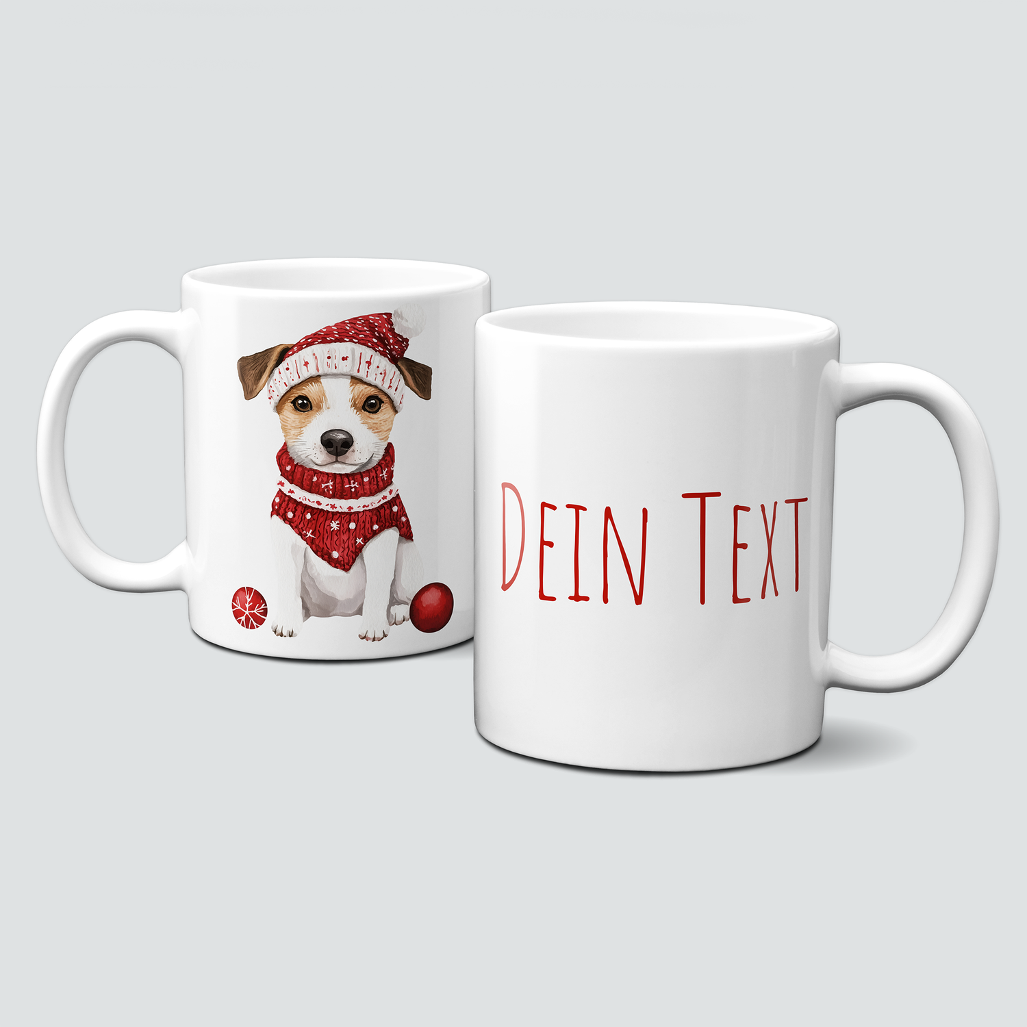 oh-cuptastic Tasse,  Weihnachten-Hund-Pullover-Mütze-Tiermotiv-Personalsierbar