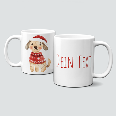 oh-cuptastic Tasse, Weihnachten-Hund-Pullover-WeihnachtsmĂŒtze-Tiermotiv-Personalsierbar oh-cuptastic Tasse, Weihnachten-Hund-Pullover-WeihnachtsmĂŒtze-Tiermotiv-Personalsierbar