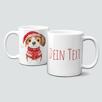 oh-cuptastic Tasse,  Weihnachten-Hund-Pullover-Weihnachtsmütze-Tiermotiv-Personalsierbar