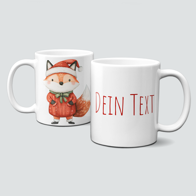 oh-cuptastic Tasse, Weihnachten-Fuchs-Jacke-Weihnachtsmütze-Tiermotiv-Personalsierbar oh-cuptastic Tasse, Weihnachten-Fuchs-Jacke-Weihnachtsmütze-Tiermotiv-Personalsierbar