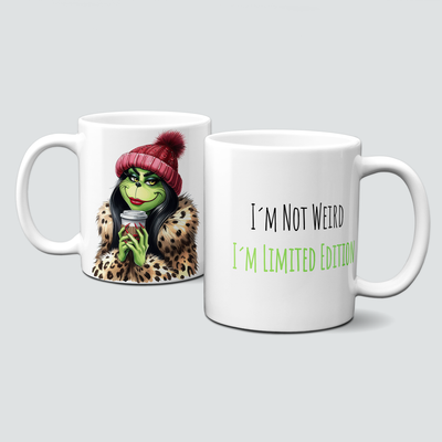 oh-cuptastic Tasse,  Weihnachten-Grinchlady-Grinch-Frau-Leo Mantel-Haube-I´m not weird