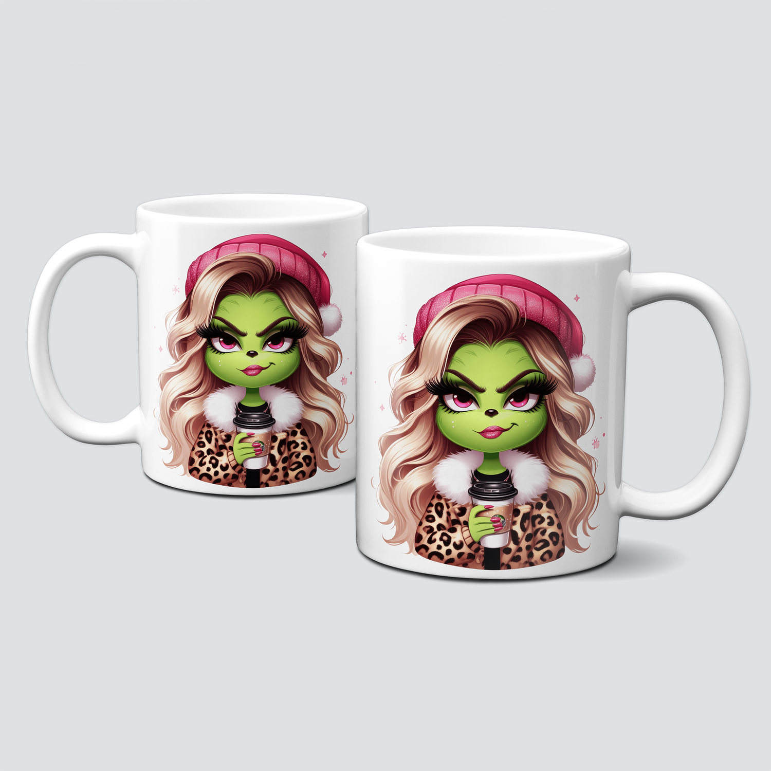 oh-cuptastic Tasse,  Weihnachten-Grinchlady-Grinch-Frau-Mantel-Mütze