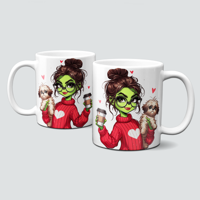 oh-cuptastic Tasse, Weihnachten-Weihnachtsmuffel-Lady-Frau-Pullover-Hund-Kaffee oh-cuptastic Tasse, Weihnachten-Weihnachtsmuffel-Lady-Frau-Pullover-Hund-Kaffee