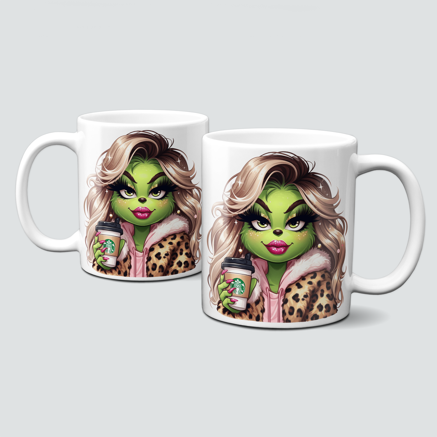 oh-cuptastic Tasse,  Weihnachten-Grinchlady-Grinch-Frau-Mantel-Kaffee