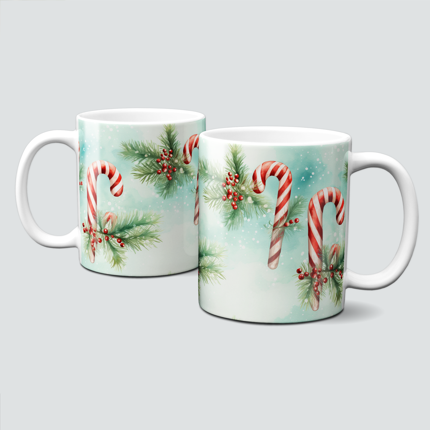 Keramiktasse mit Weihnachtsmotiv - Zuckerstangen-Zweige