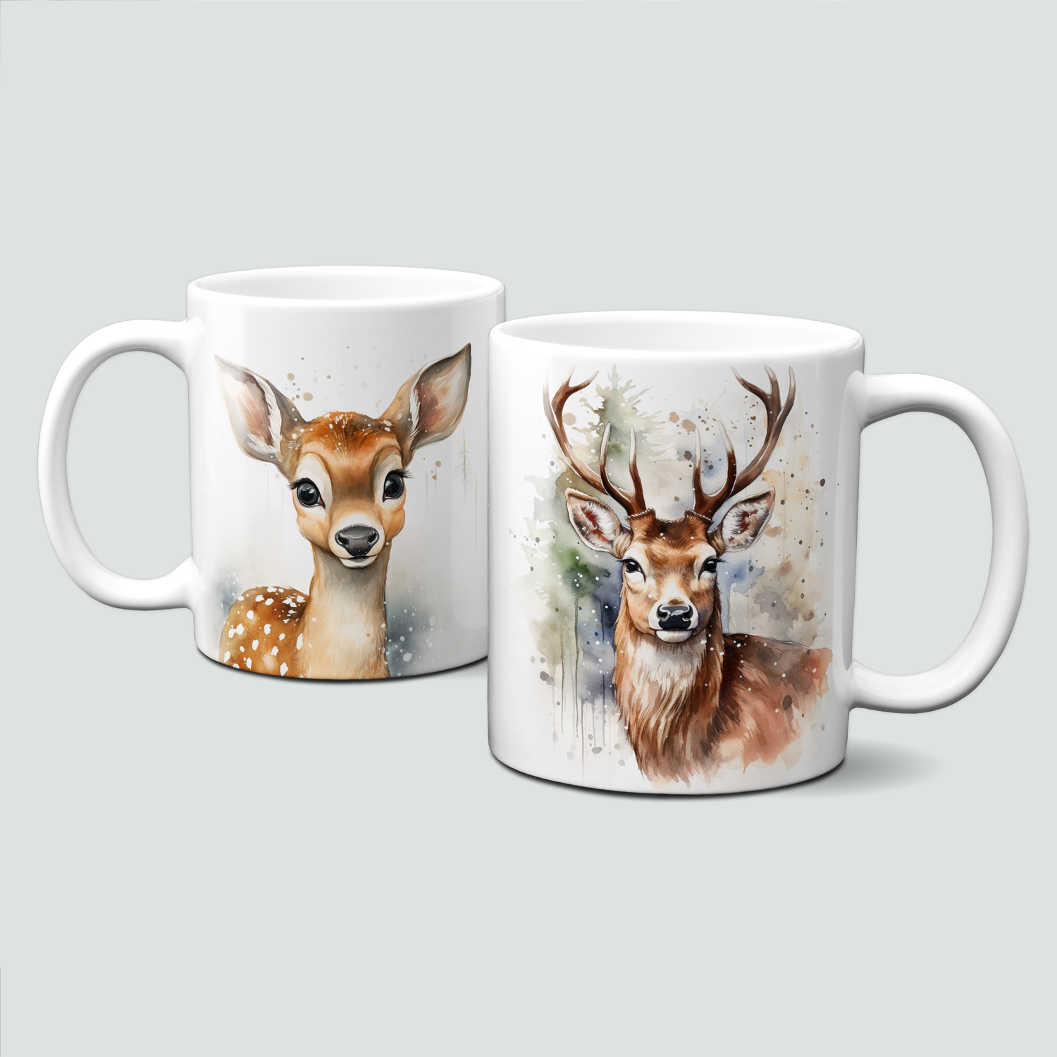 Keramiktasse mit Weihnachtsmotiv - Rentier-Tiermotive
