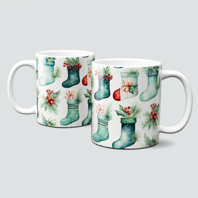 Keramiktasse mit Weihnachtsmotiv -Weihnachtsstrümpfe-Strümpfe Keramiktasse mit Weihnachtsmotiv -Weihnachtsstrümpfe-Strümpfe