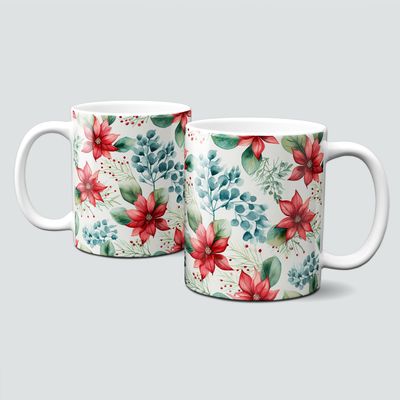 Keramiktasse mit Weihnachtsmotiv-Weihnachtsstern-Blume-Pflanze-rot Keramiktasse mit Weihnachtsmotiv-Weihnachtsstern-Blume-Pflanze-rot