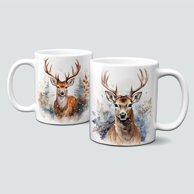 Keramiktasse mit Weihnachtsmotiv-Animal-Tiermotiv-Hirsch Keramiktasse mit Weihnachtsmotiv-Animal-Tiermotiv-Hirsch