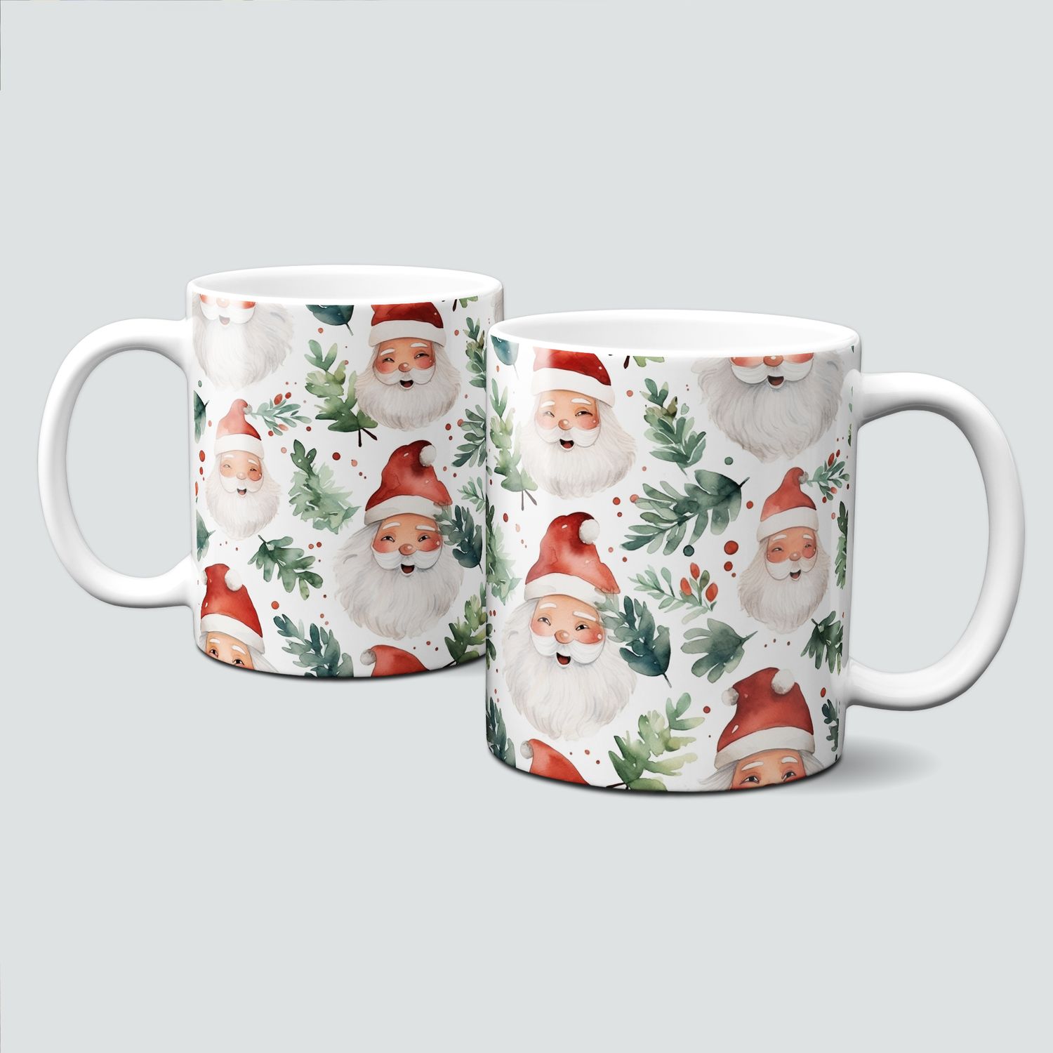 Keramiktasse mit Weihnachtsmotiv-Santa Claus-Weihnachtsmann-Köpfe