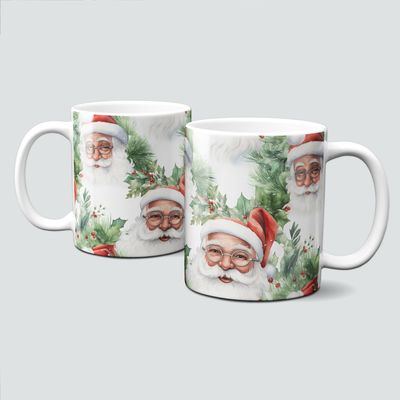 Keramiktasse mit Weihnachtsmotiv-Santa Claus-Weihnachtsmann-Bäume Keramiktasse mit Weihnachtsmotiv-Santa Claus-Weihnachtsmann-Bäume