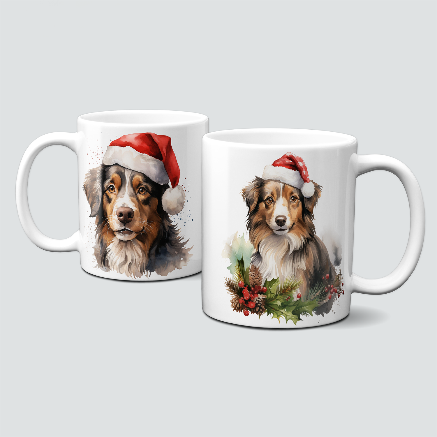 Keramiktasse mit Weihnachtsmotiv-Tiermotive-Hund-Mütze
