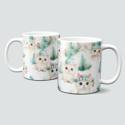 Keramiktasse mit Weihnachtsmotiv-Tiermotive-Katzen-Babykitten-Kitten Keramiktasse mit Weihnachtsmotiv-Tiermotive-Katzen-Babykitten-Kitten