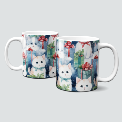 Keramiktasse mit Weihnachtsmotiv-Tiermotive-Katzen-Babykitten-Kitten-Muster-Geschenke Keramiktasse mit Weihnachtsmotiv-Tiermotive-Katzen-Babykitten-Kitten-Muster-Geschenke