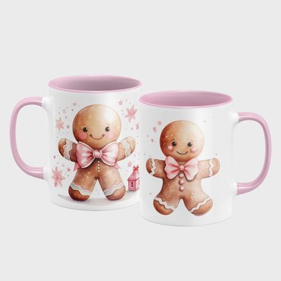 Keramiktasse mit Weihnachtsmotiv-PinkChristmas-Lebkuchenmännchen-rosa Masche-rosa Keramiktasse mit Weihnachtsmotiv-PinkChristmas-Lebkuchenmännchen-rosa Masche-rosa