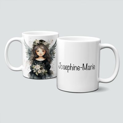 Keramiktasse mit Weihnachtsmotiv-Engel-schwarz-Personalisiertbar Keramiktasse mit Weihnachtsmotiv-Engel-schwarz-Personalisiertbar