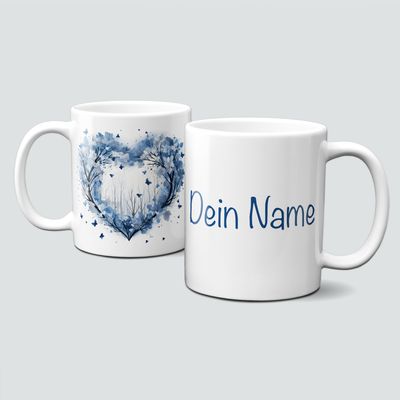 Keramiktasse mit Weihnachtsmotiv-Symbol-Herz-blau-Personalisierbar Keramiktasse mit Weihnachtsmotiv-Symbol-Herz-blau-Personalisierbar