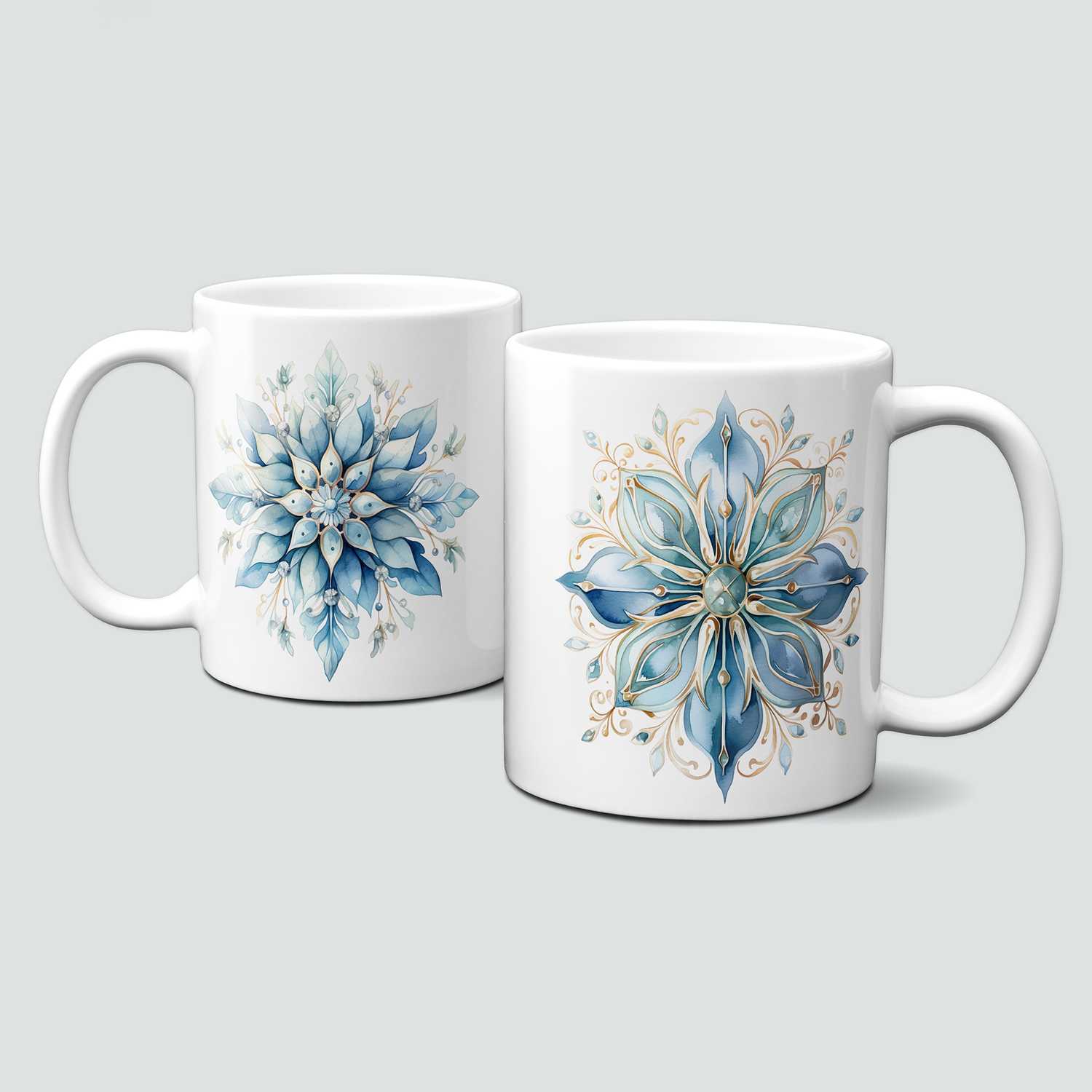 Keramiktasse mit Weihnachtsmotiv-Eisstern-Stern-Blume