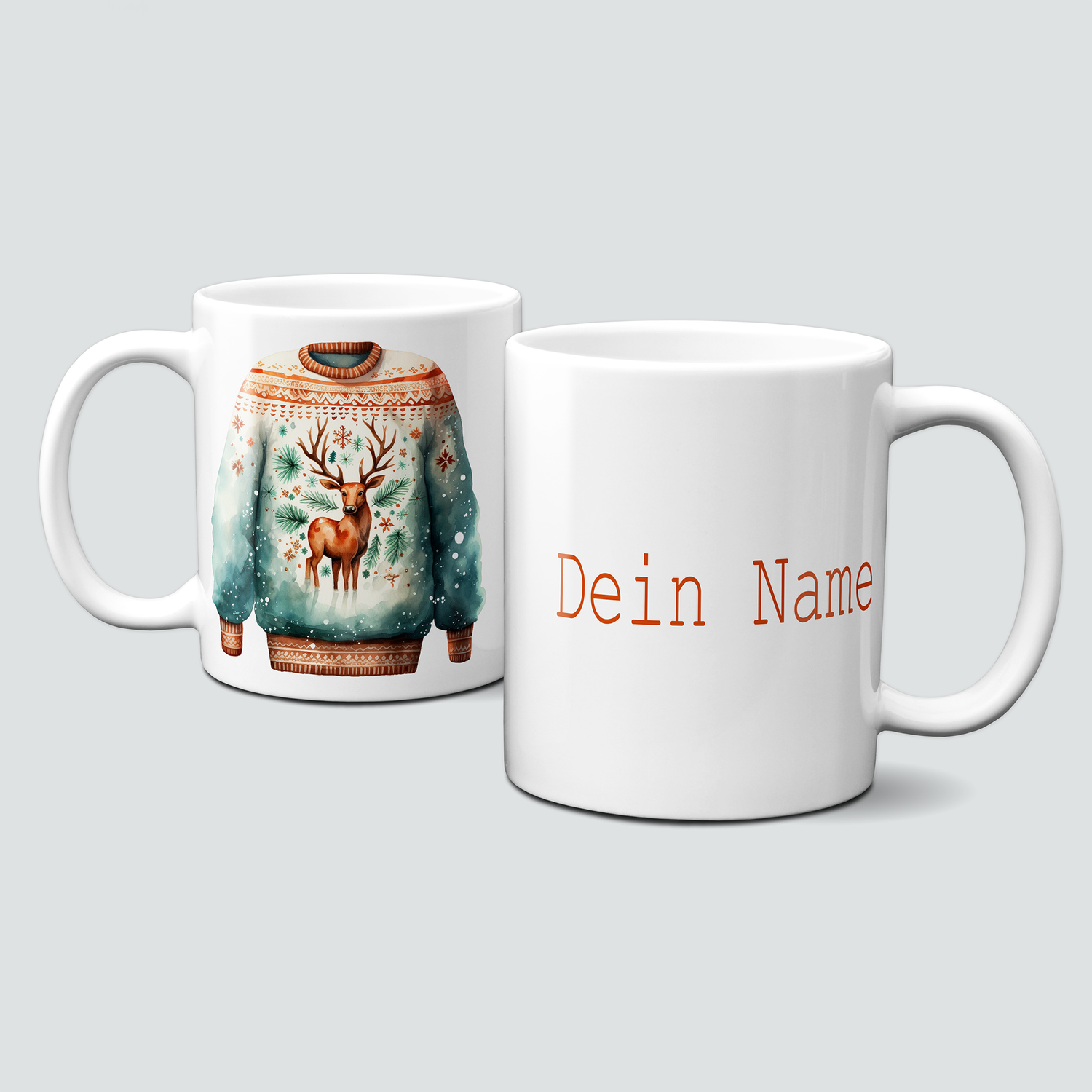 Keramiktasse mit Weihnachtsmotiv-Ugly Sweater-Pullover-Personalisierbar