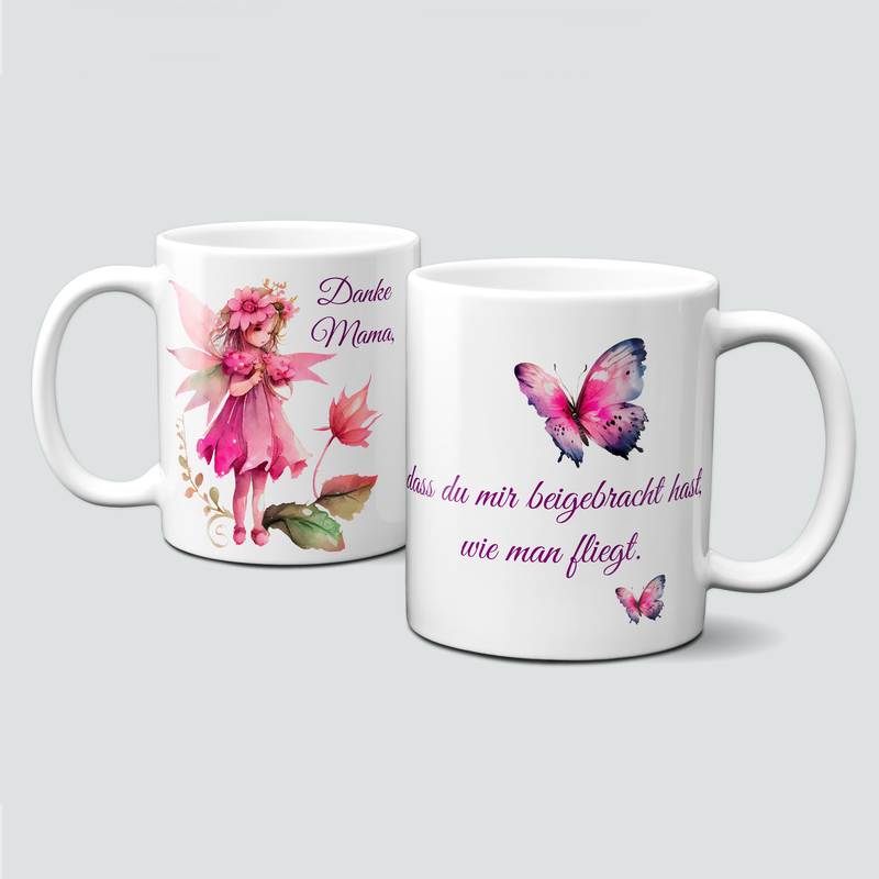 Tasse für Ihre Mama - Danke mit fliegendem Schmetterling