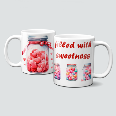 Tasse mit Süßigkeiten Motiv