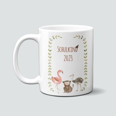 individuelle Tasse für Schulkinder mit Flamingo