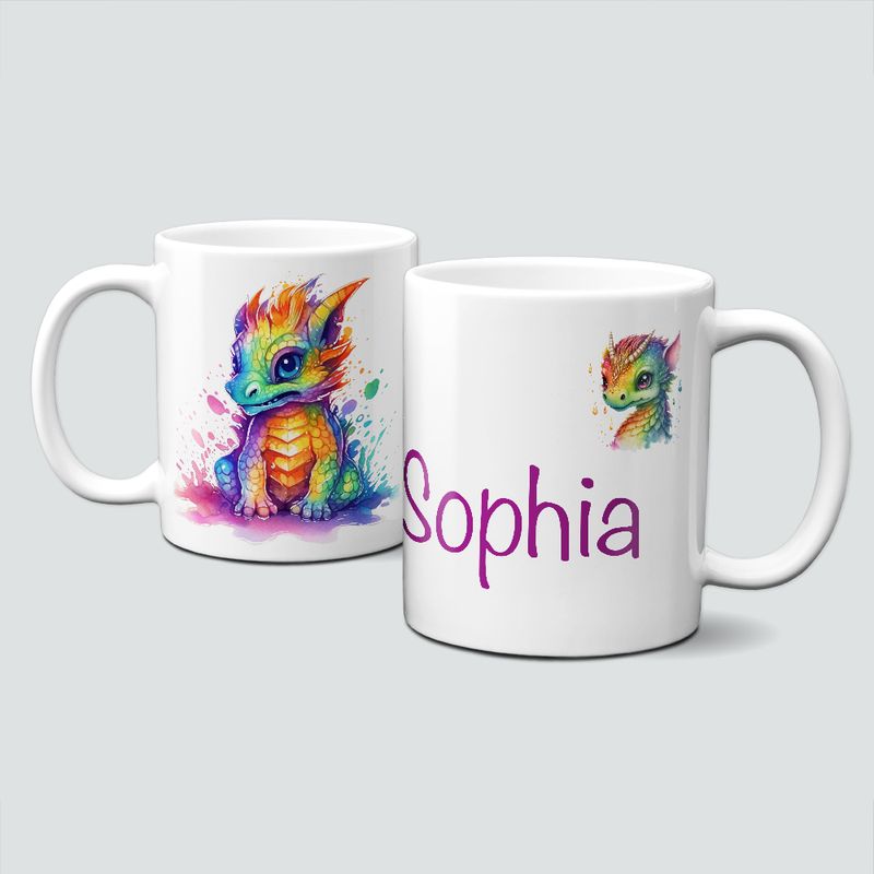 personalisierte Tasse mit süssem Baby Drachen