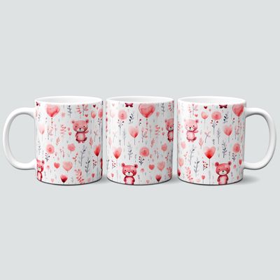 Tasse mit süßen Bärchen und Herzen Tasse mit süßen Bärchen und Herzen