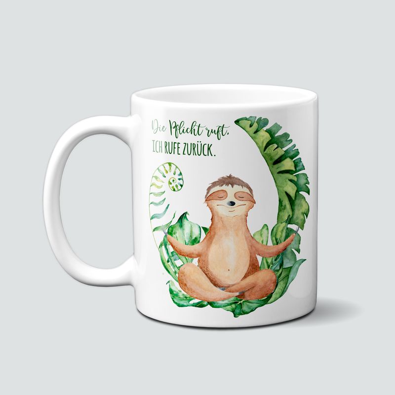 Tasse mit Faultier - Die Pflicht ruft zurück