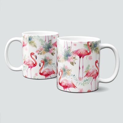 Tasse mit tollen Flamingo und Blumen Motiven Tasse mit tollen Flamingo und Blumen Motiven