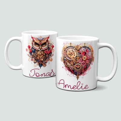 personalisierte Pärchen Tasse im Steampunk Look personalisierte Pärchen Tasse im Steampunk Look