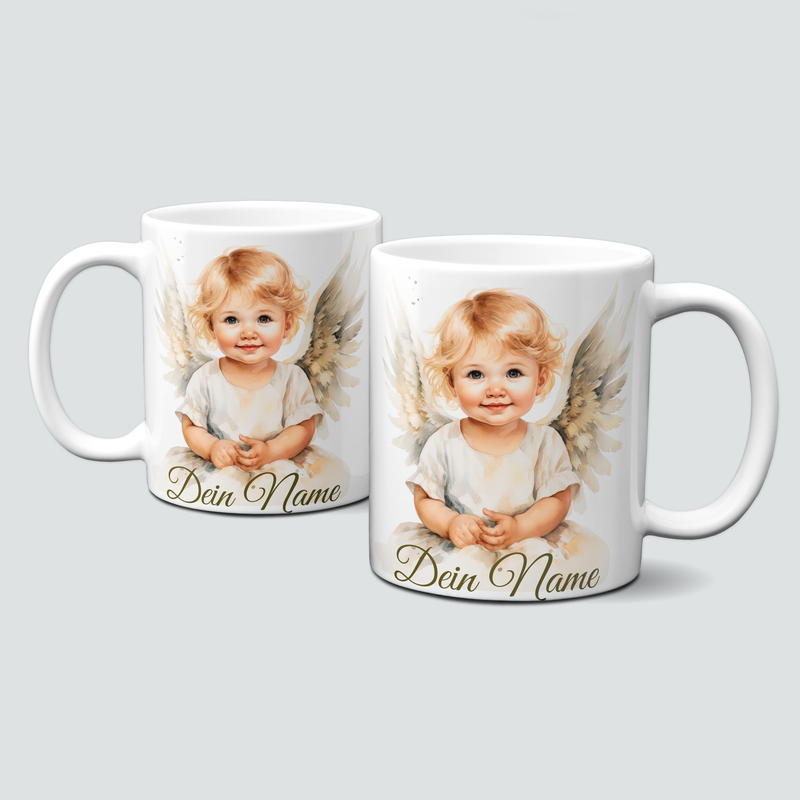 Personalisierte Weihnachtstasse mit Engelchen